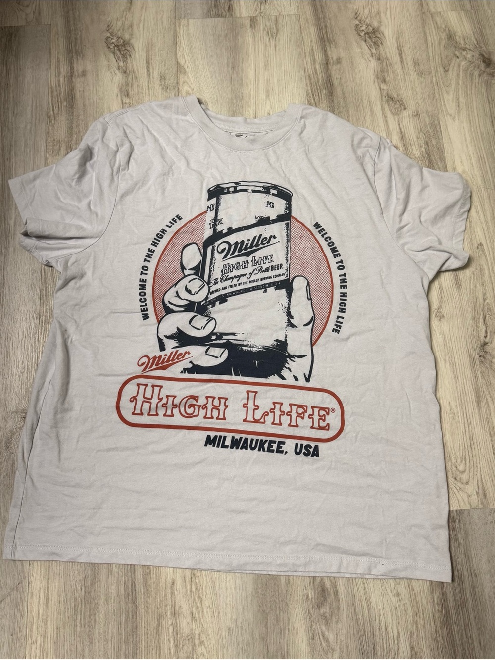 Miller High Life Graphic Tee - White with Red & Black Print